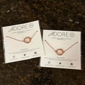ADORE with Swarovski Rose Gold Circle Crystal Bracelet - Besties Set of 2! NWT